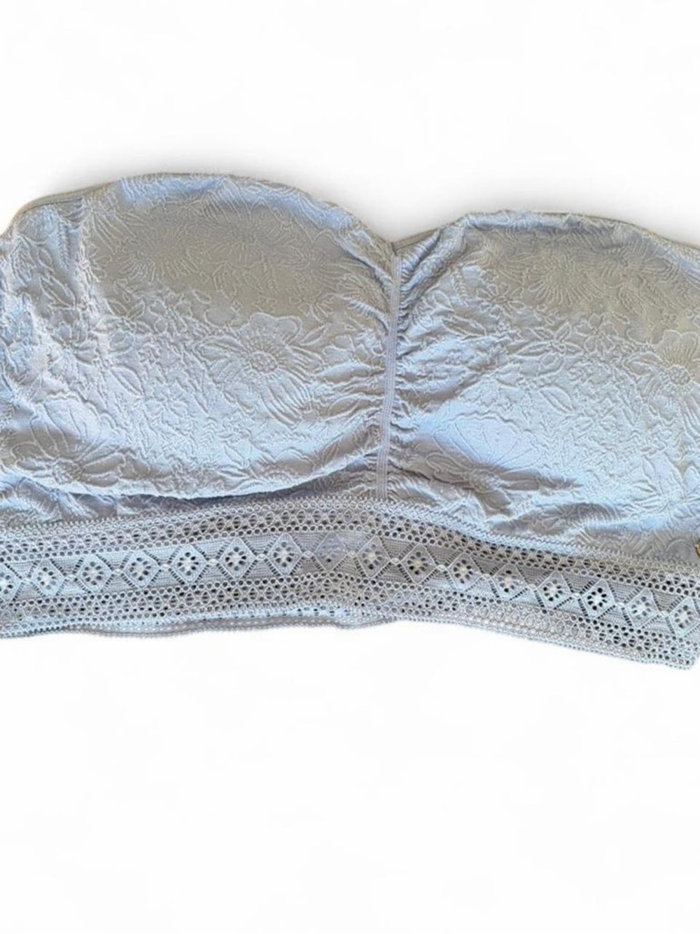 Strapless Lace-Trim Bandeau Bralette - Light Blue